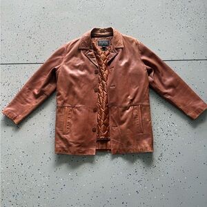 Leather button down Men's coat